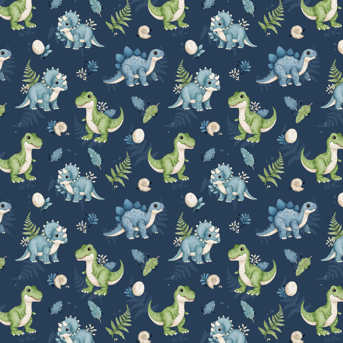 Dino Pals Navy Wallpaper in your room — zoomed