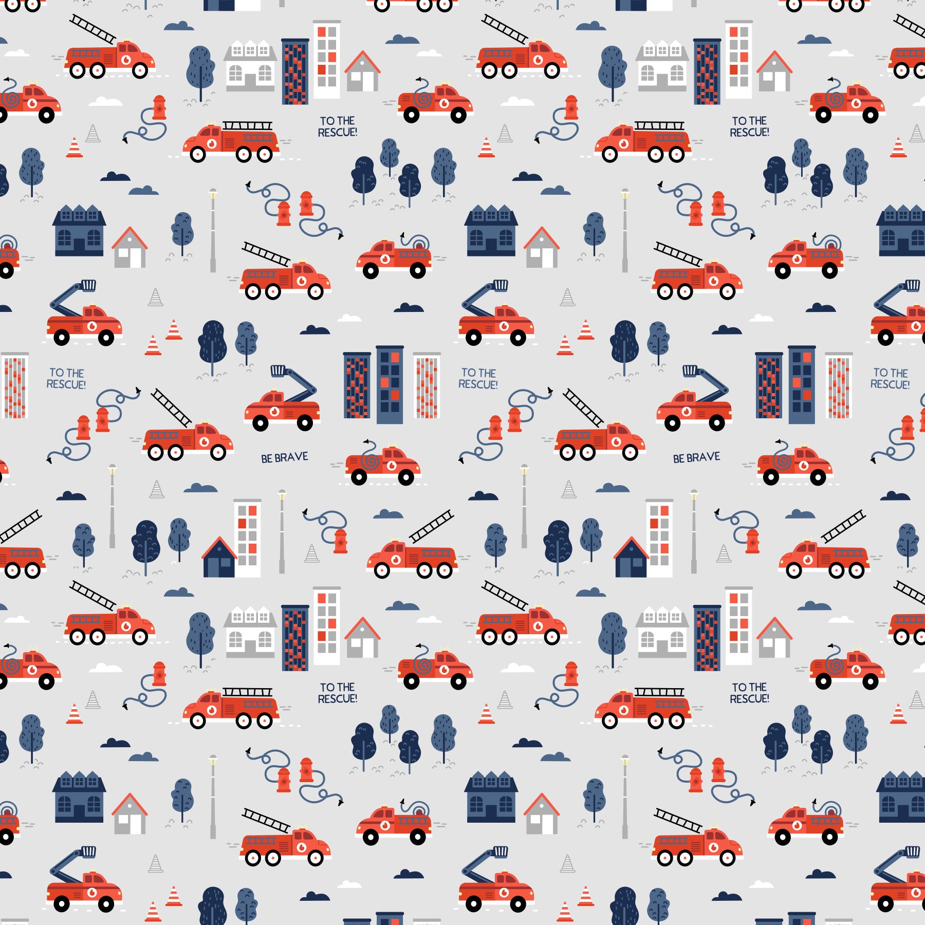 To The Rescue grey wallpaper with fire truck design