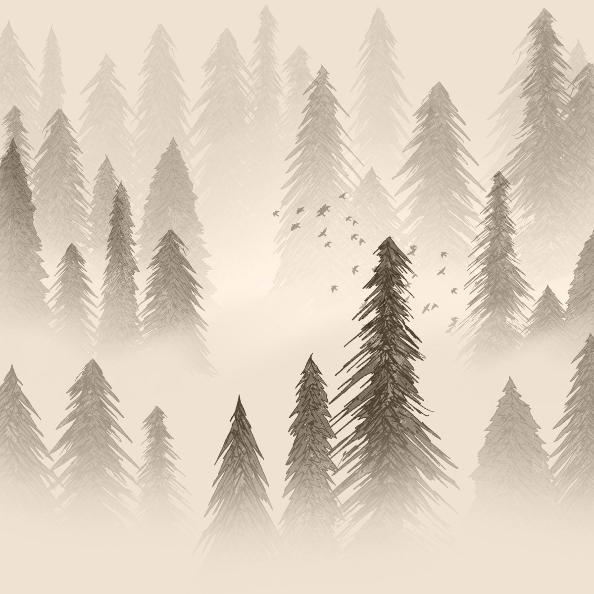 Rainforest Sepia Wallpaper in your room — zoomed