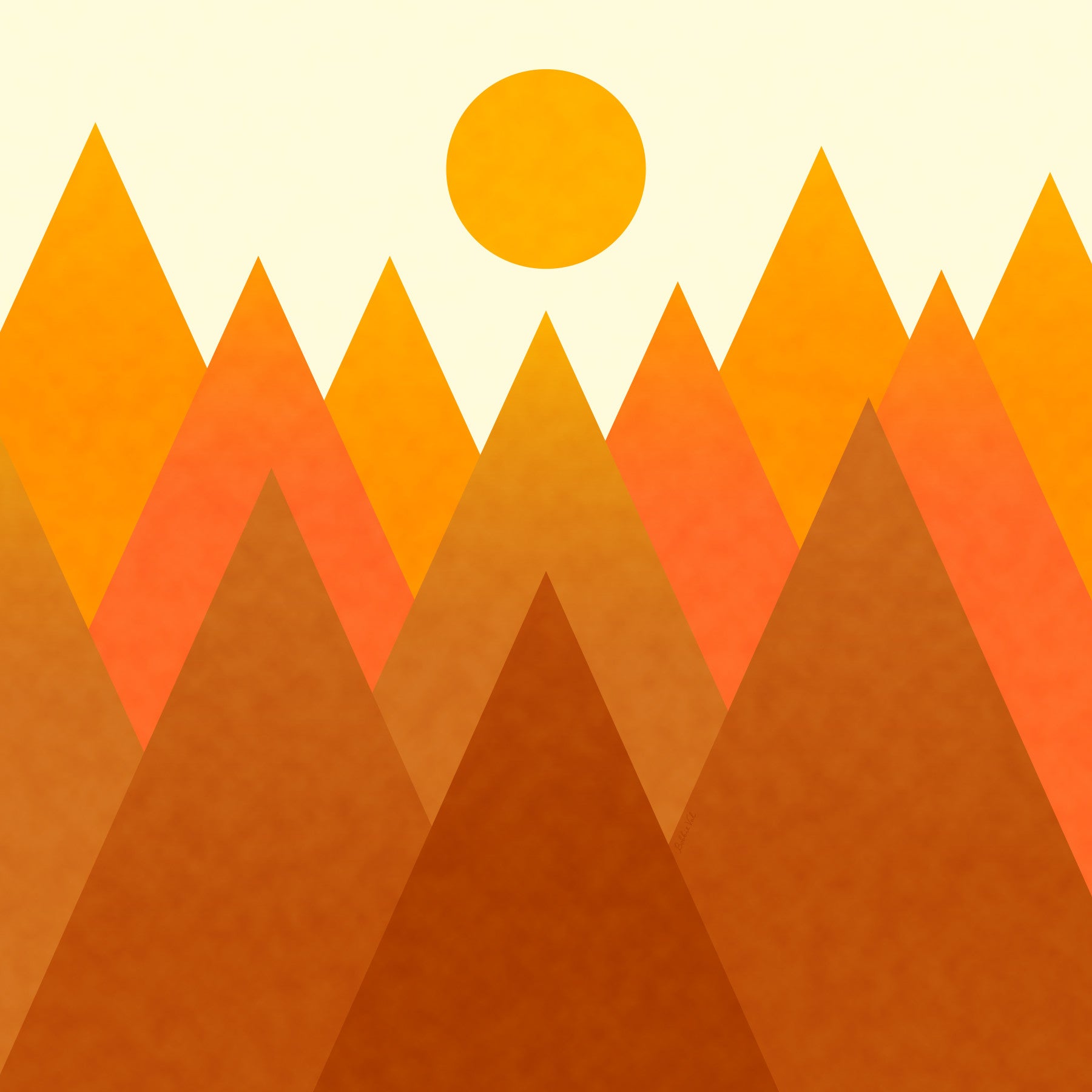 Soft Orange Candy Mountains Wallpaper in your room — zoomed