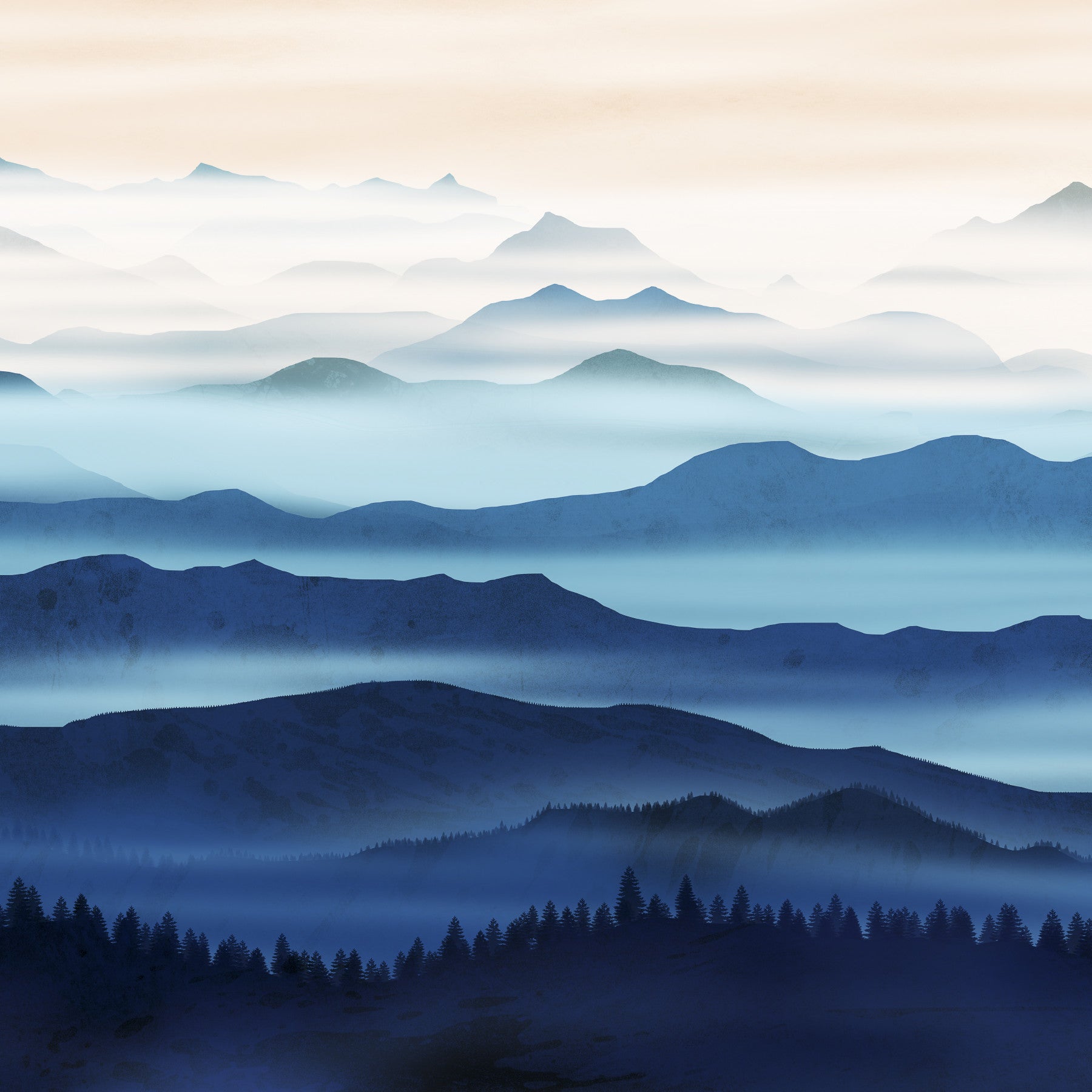The blue valleys Mural Wallpaper
