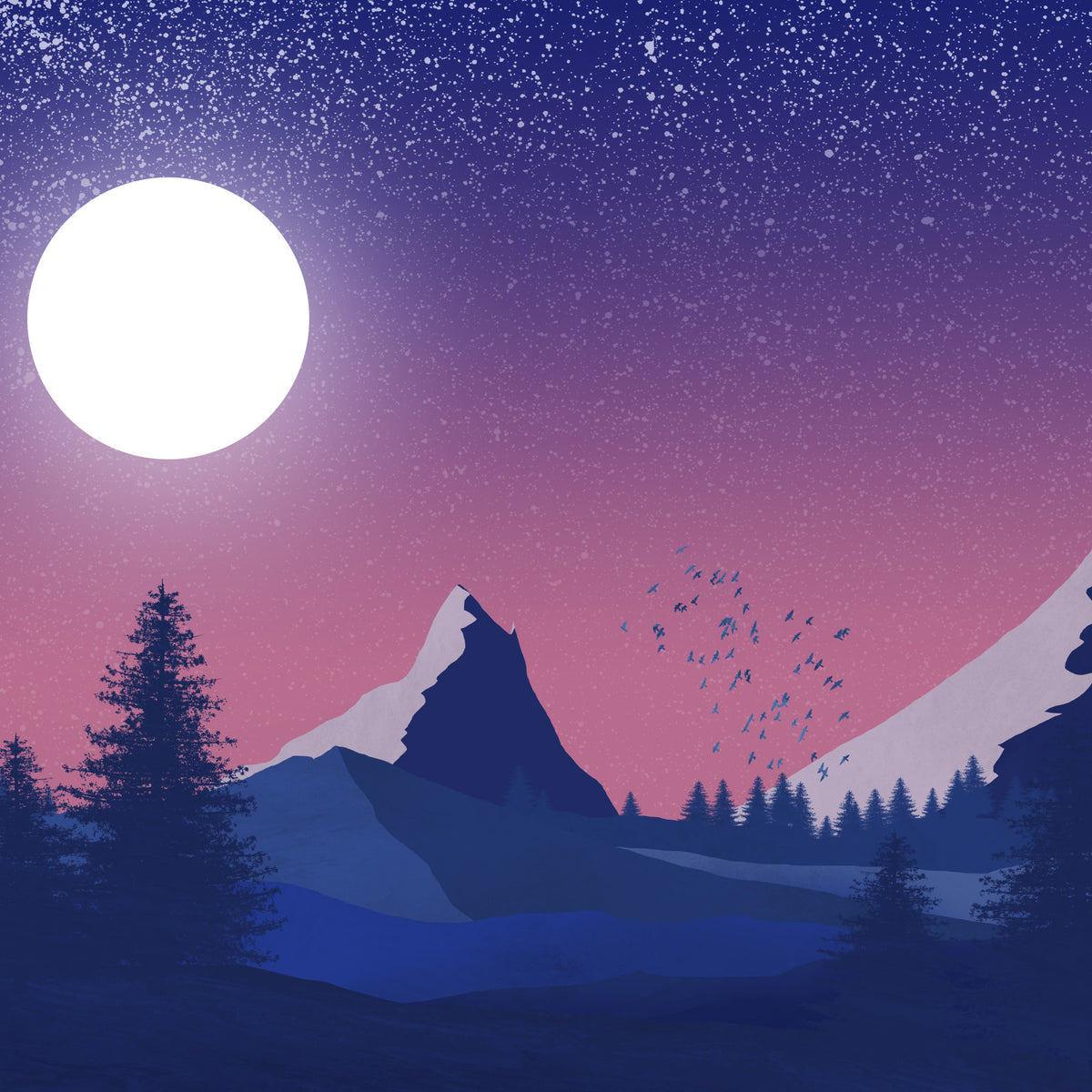 The Cold Mountains by Winter in your room — zoomed