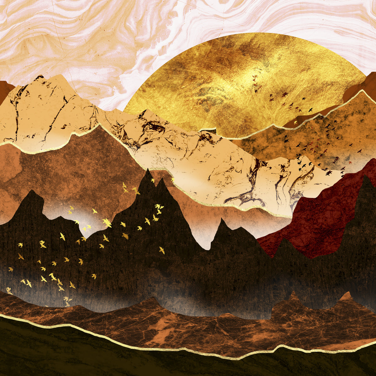 Golden Hour Mountains Wallpaper in your room — zoomed