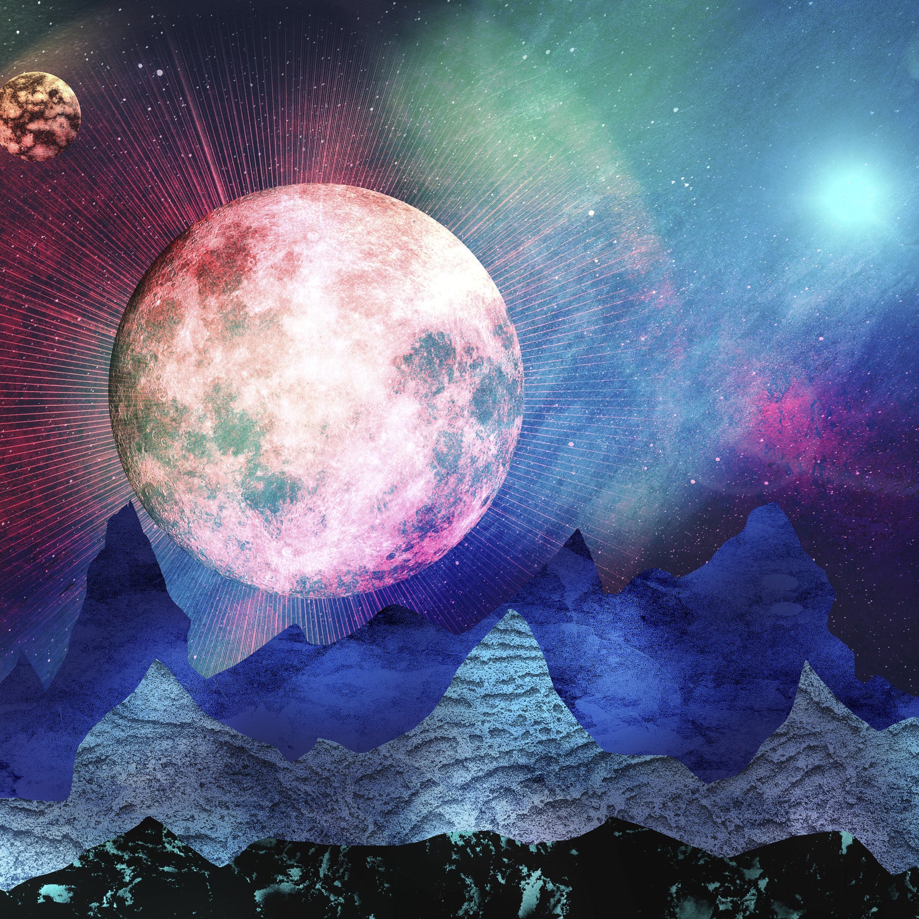 Lunar Eclipse over Blue Mountains Wallpaper