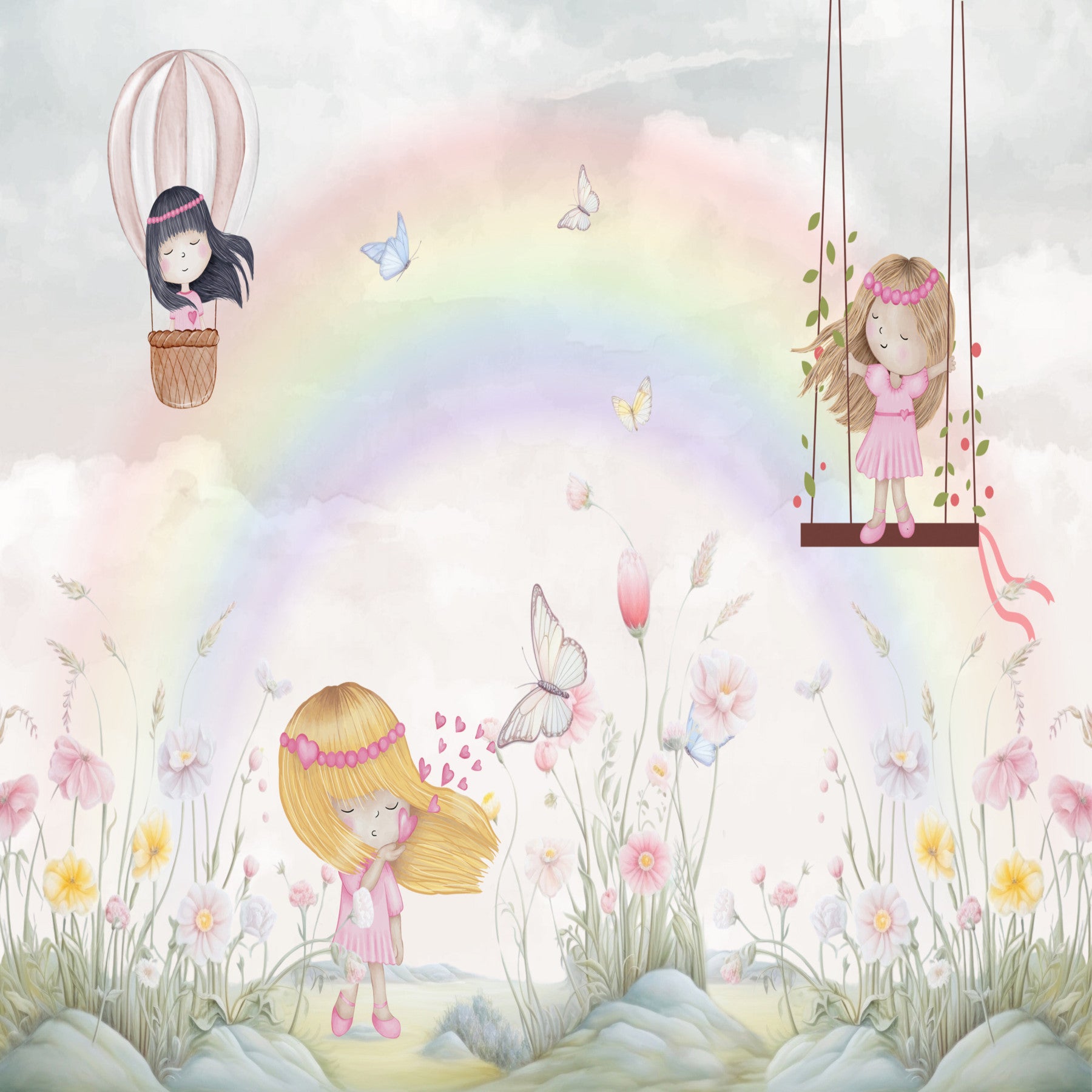 Little Girls Adventures Wall Mural