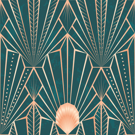 Art Deco Teal & Rose Gold Geometric - The New Twenties