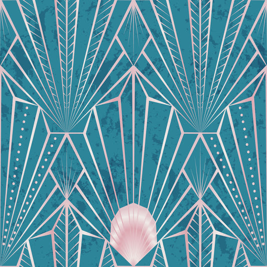 Art Deco Teal & Rose Gold Radiant - The New Twenties Wallpaper