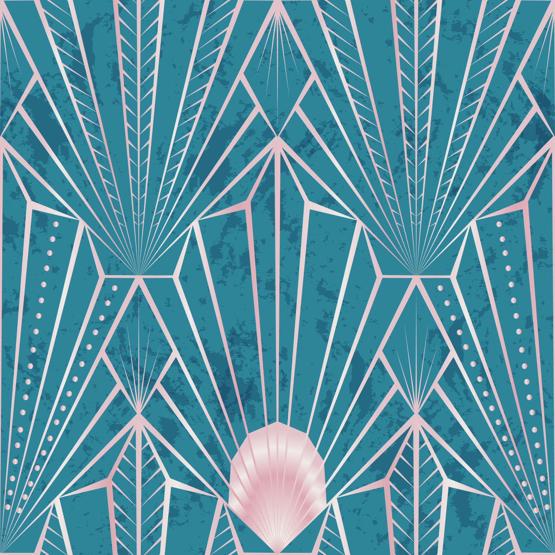 Art Deco Teal & Rose Gold Radiant - The New Twenties Wallpaper