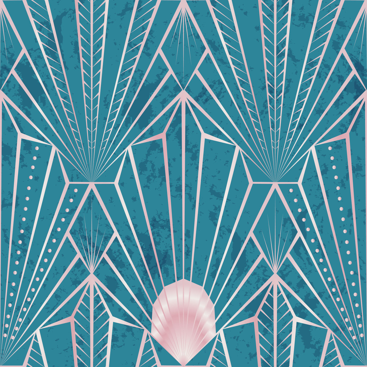 Art Deco Teal & Rose Gold Radiant - The New Twenties Wallpaper in your room — zoomed