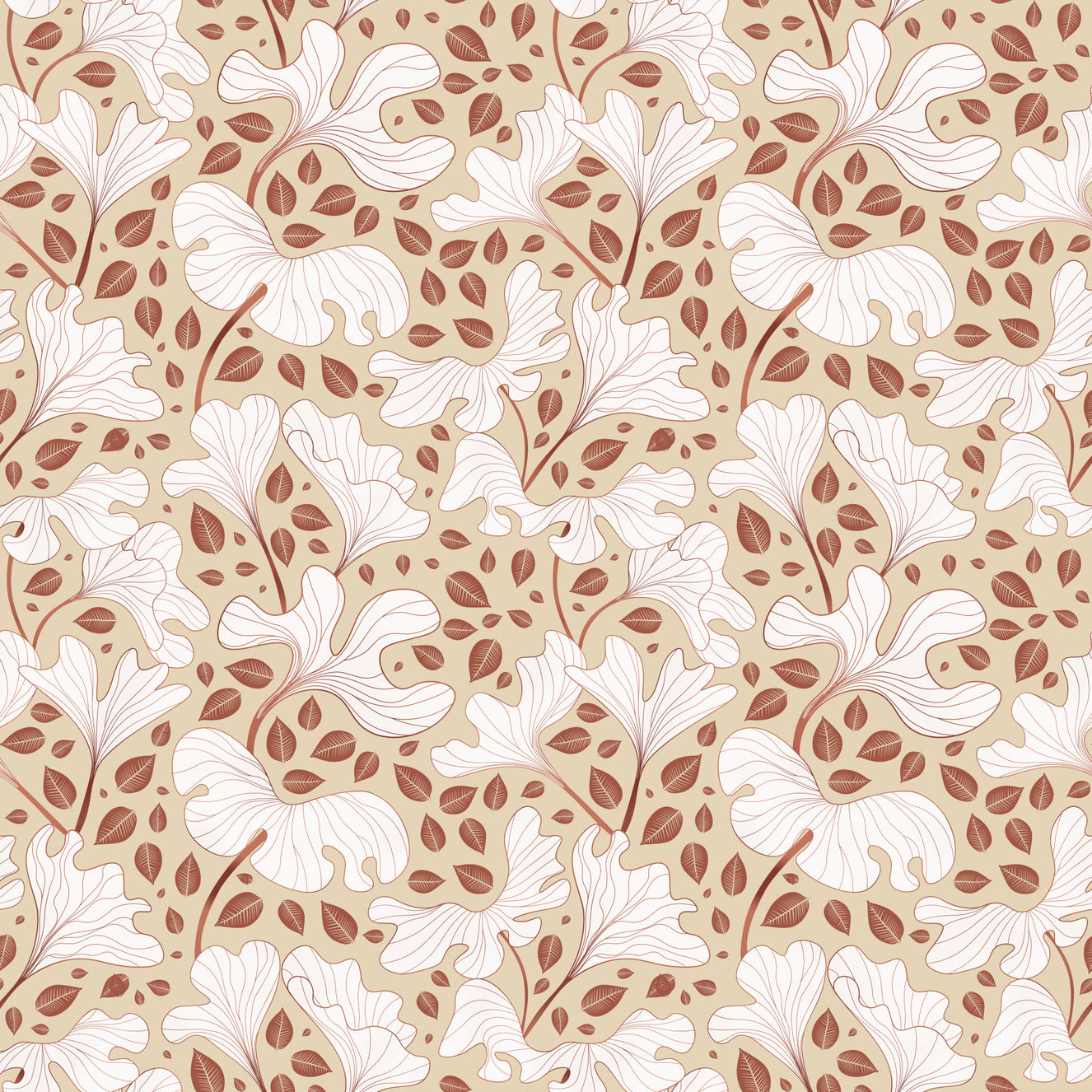 Cozy Cream Foliage Wallpaper