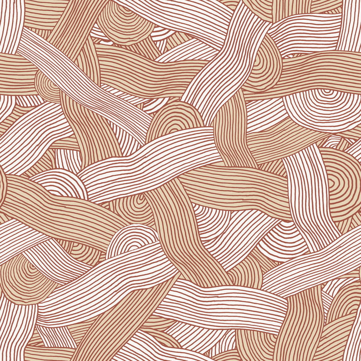 Cozy Cream Abstract Stripes Wallpaper in your room — zoomed