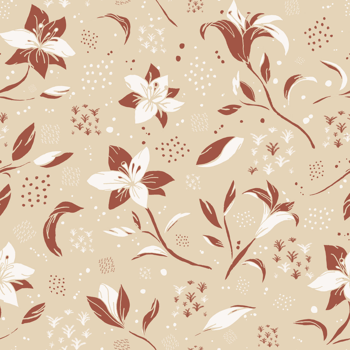 Cozy Cream Lilies Wallpaper in your room — zoomed