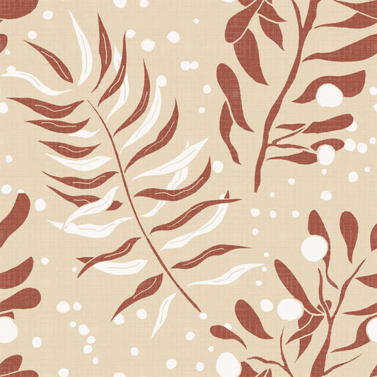 Cozy Cream Palm Leaves Wallpaper