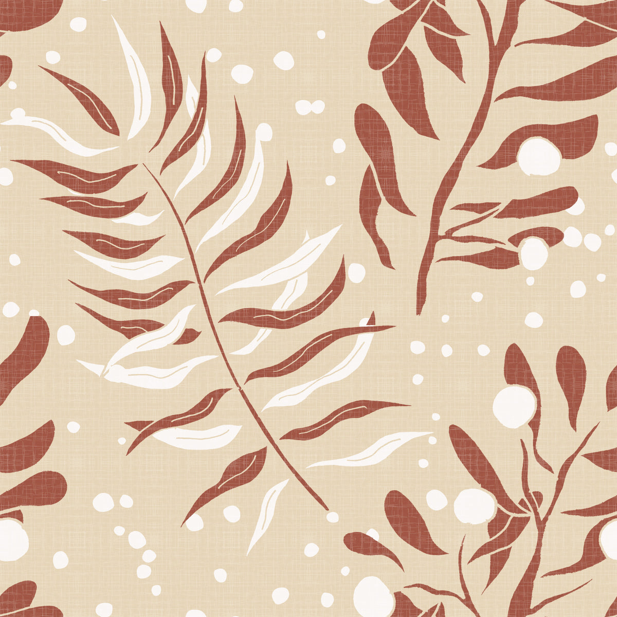 Cozy Cream Palm Leaves Wallpaper in your room