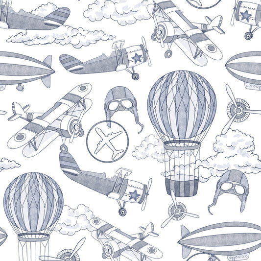 Vintage Plane blue Wallpaper