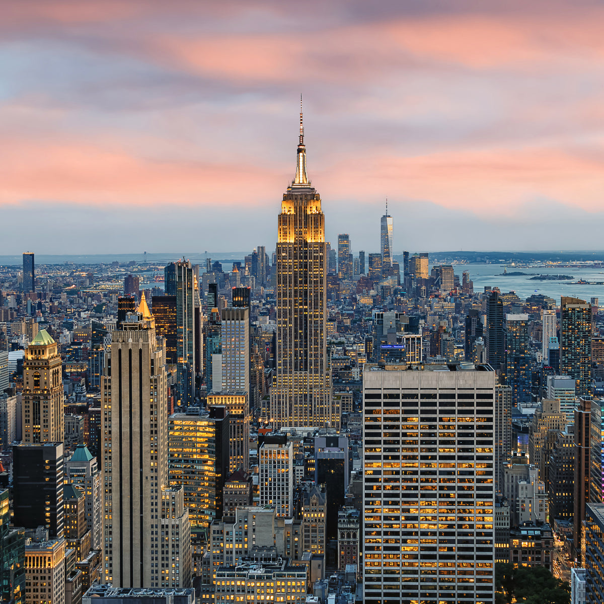 Manhattan Sunset Symphony Wall Mural in your room — zoomed