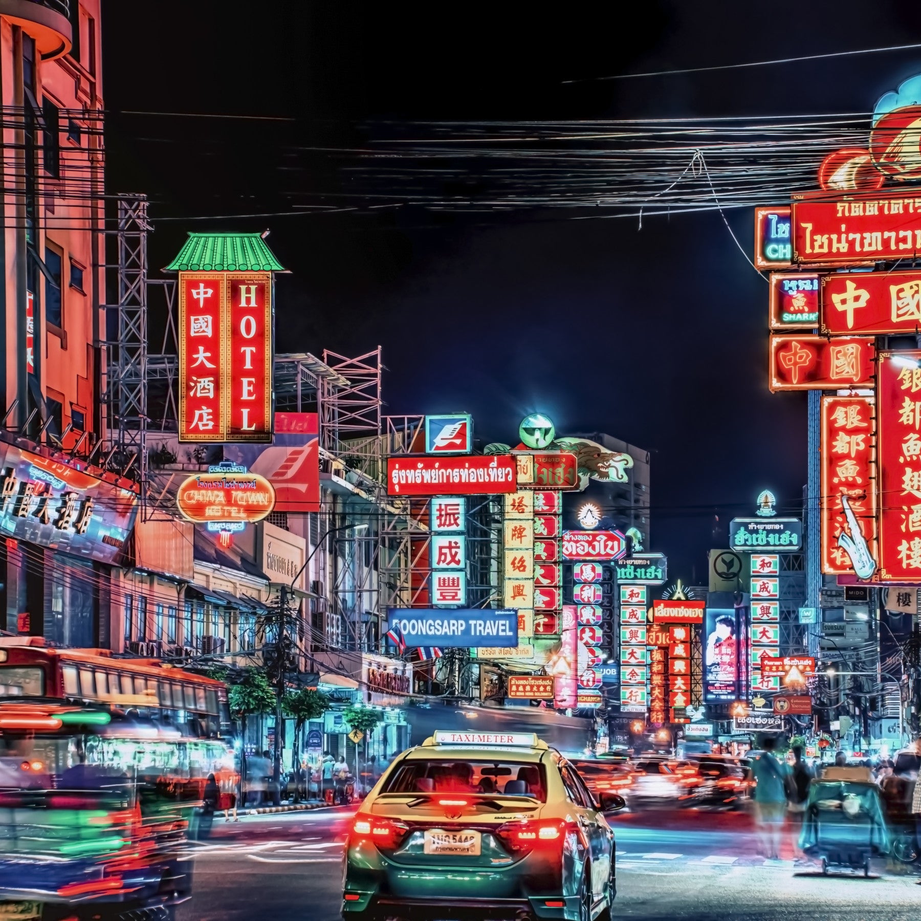 Electric Bangkok Streets Wall Mural