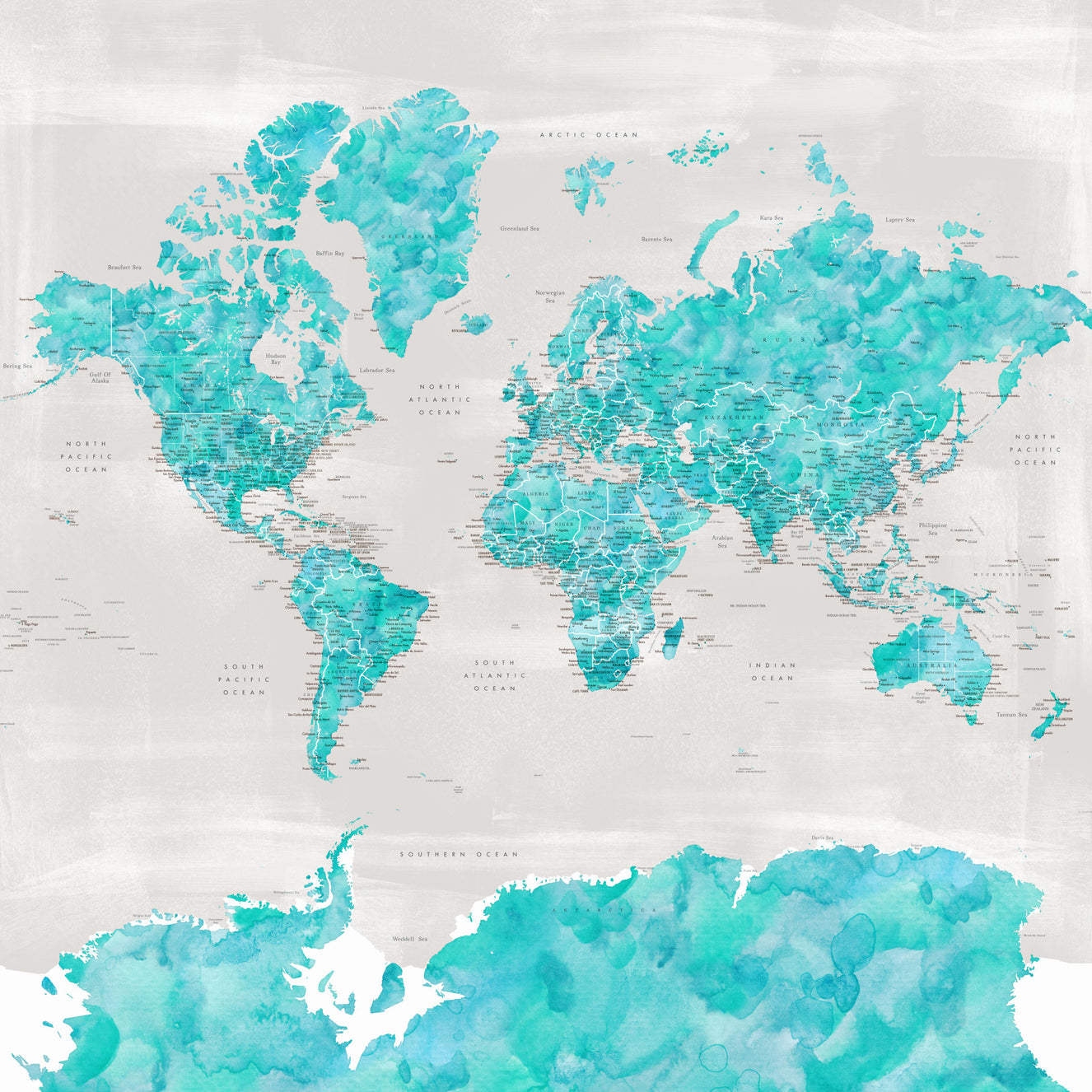 Ocean Blue Watercolor World Map Wallpaper