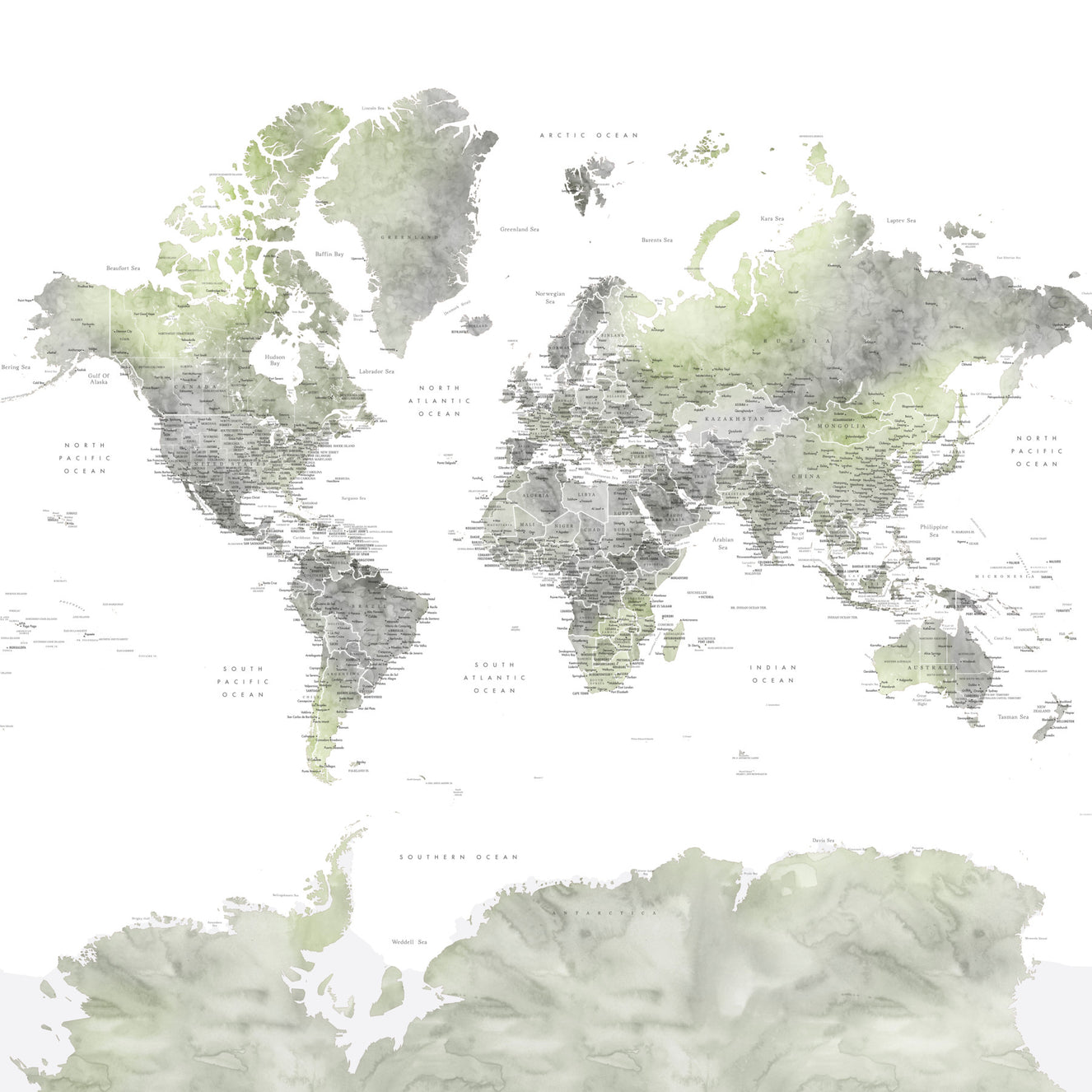 Global Greens Watercolor Map Wallpaper