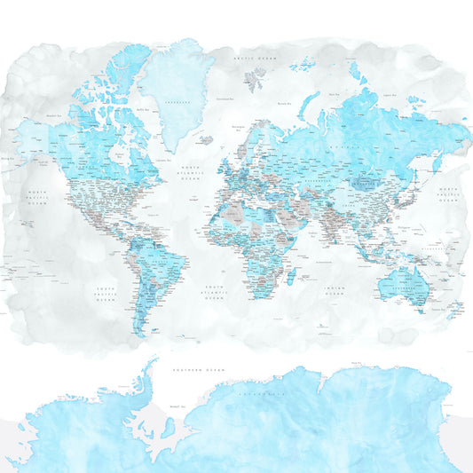 Light Blue Watercolor World Map Wallpaper