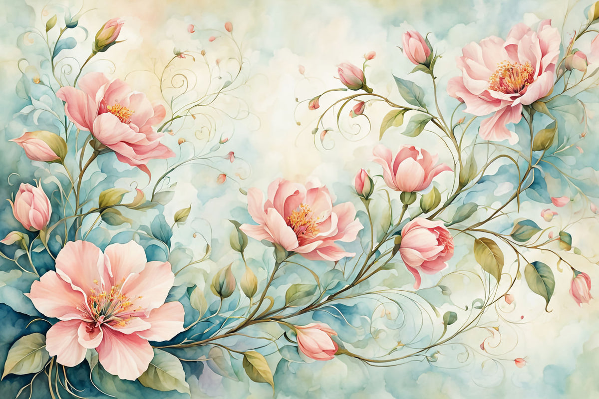 Blush Bloom Rhapsody Wall Mural in your room — zoomed
