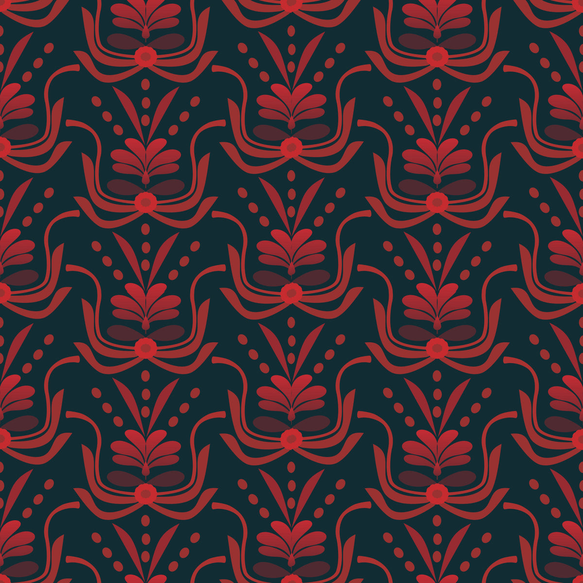 Stylized Botanical Damask Wallpaper in your room