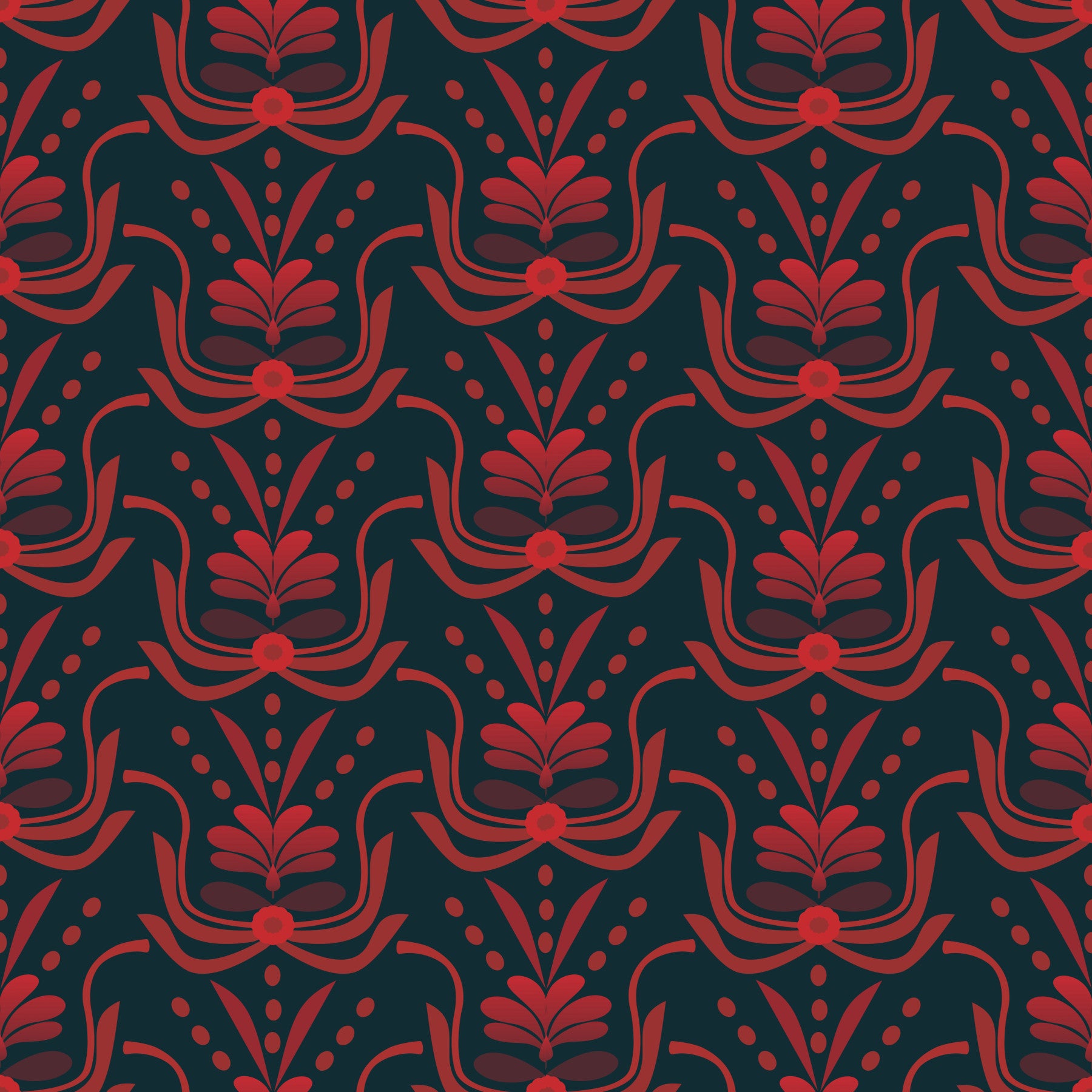 Stylized Botanical Damask Wallpaper