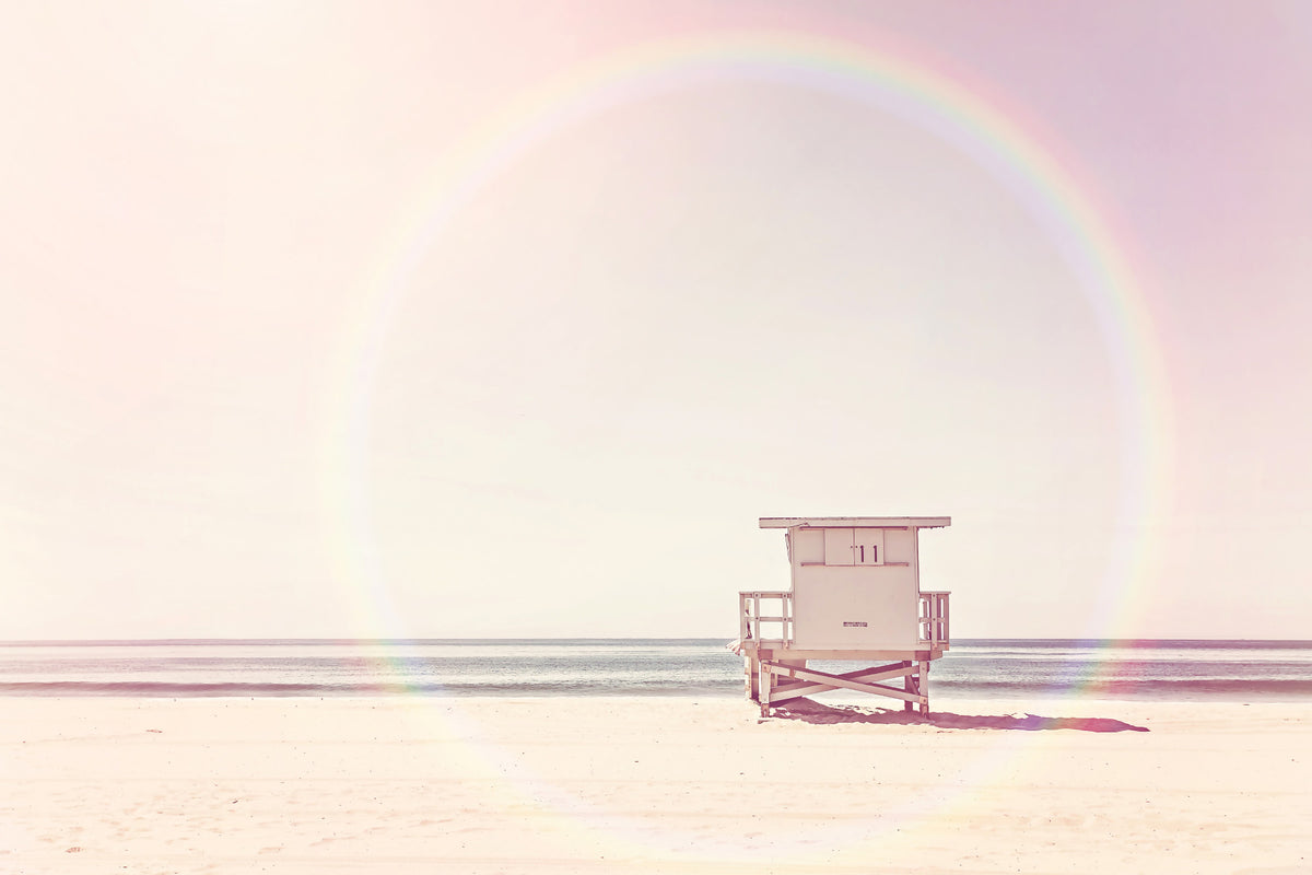 Beach Hut Wall Mural in your room — zoomed