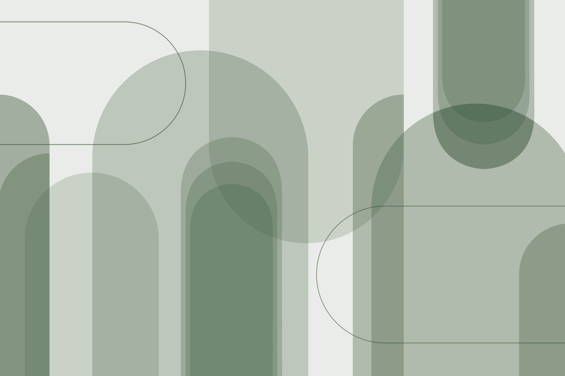 Green Abstract Arches Wall Mural