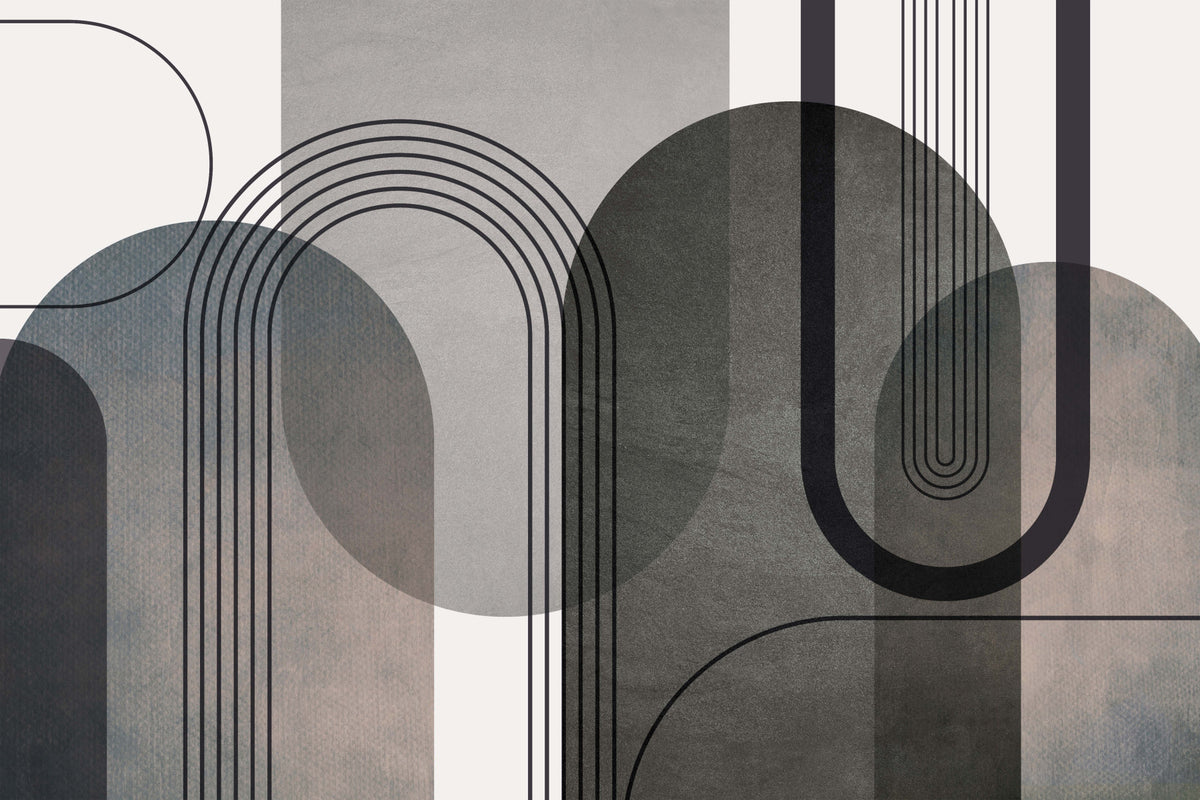 Abstract Arches in Muted Tones Wall Mural in your room — zoomed