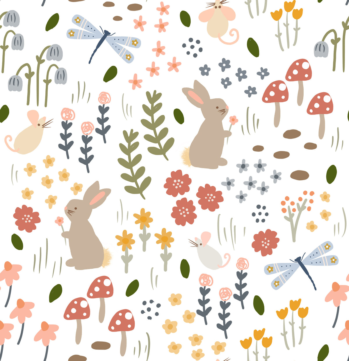 Woodland Floral Wallpaper in your room — zoomed