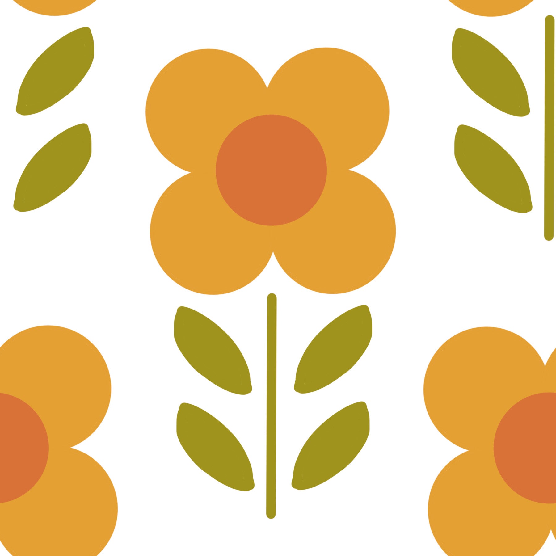 Retro Daisy Wallpaper in your room — zoomed