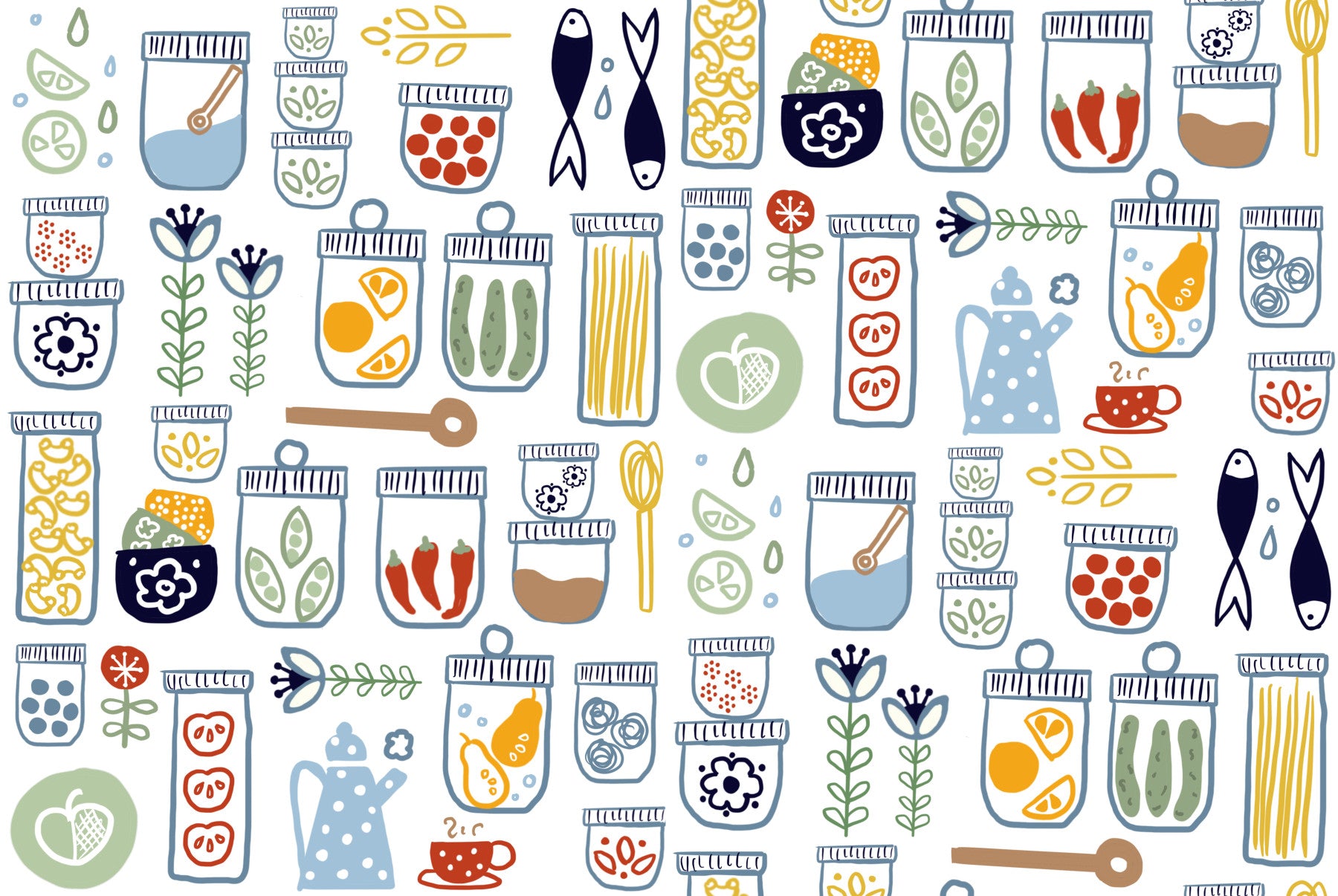 Pantry Shelves Wallpaper in your room — zoomed