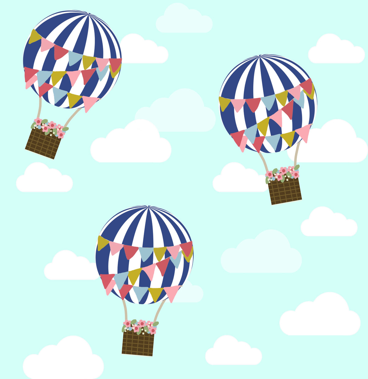 Floral Hot Air Balloons Wallpaper⁠ in your room