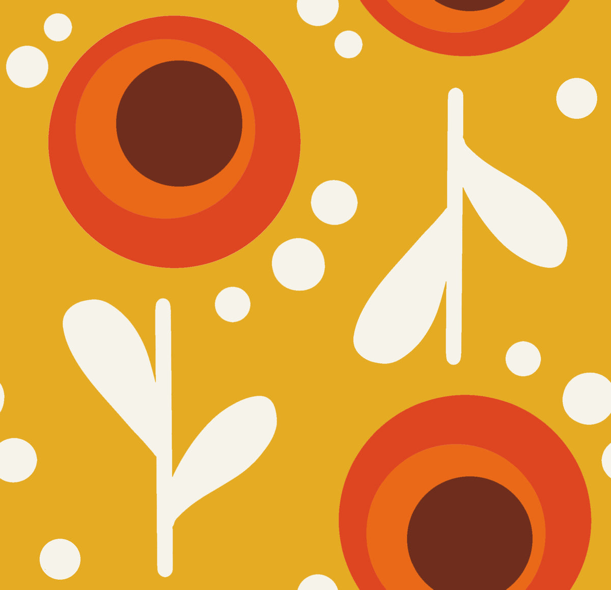 Retro Sunset Floral Wallpaper⁠ in your room — zoomed