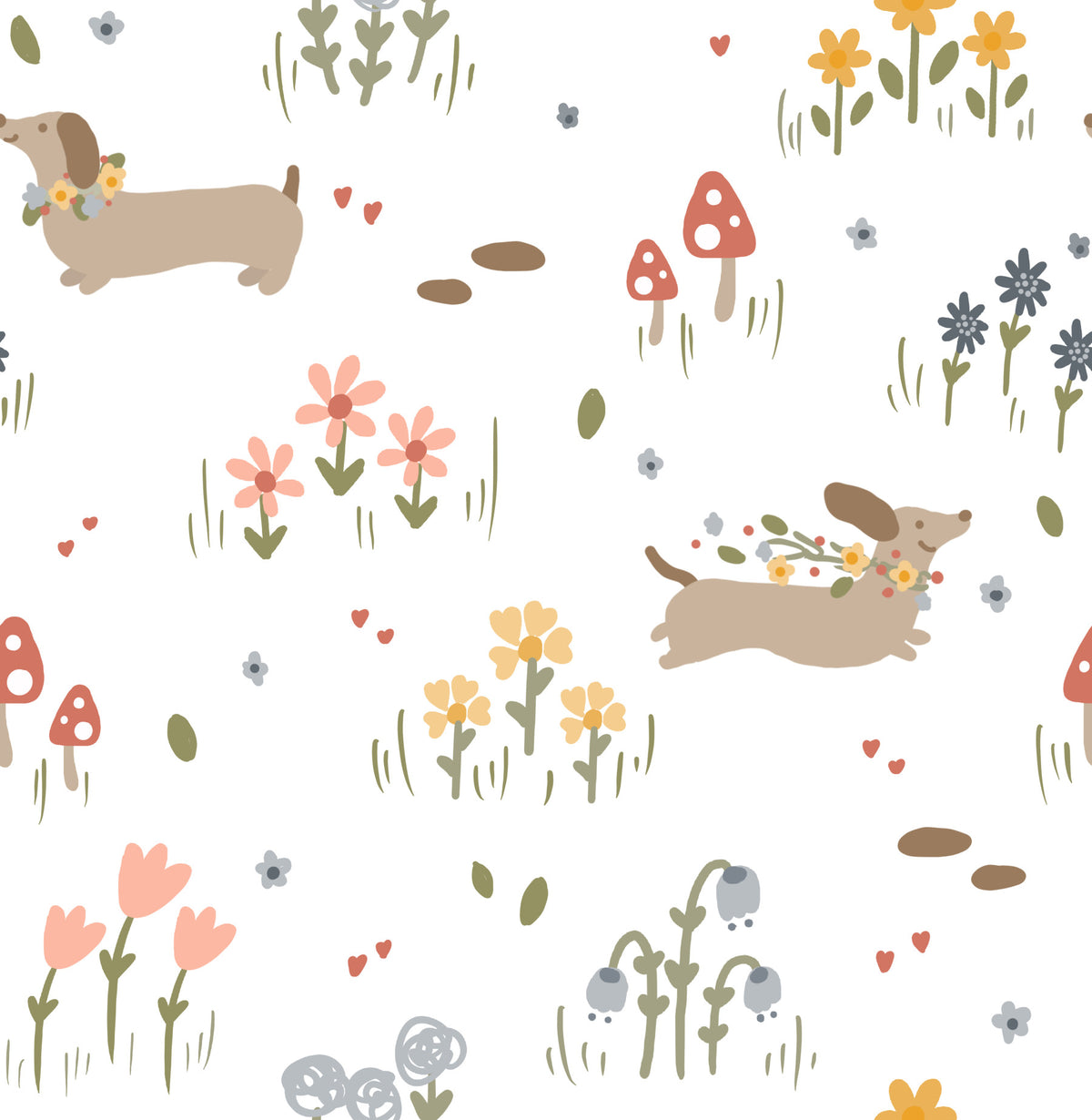 Dachshund and Wildflowers Wallpaper⁠