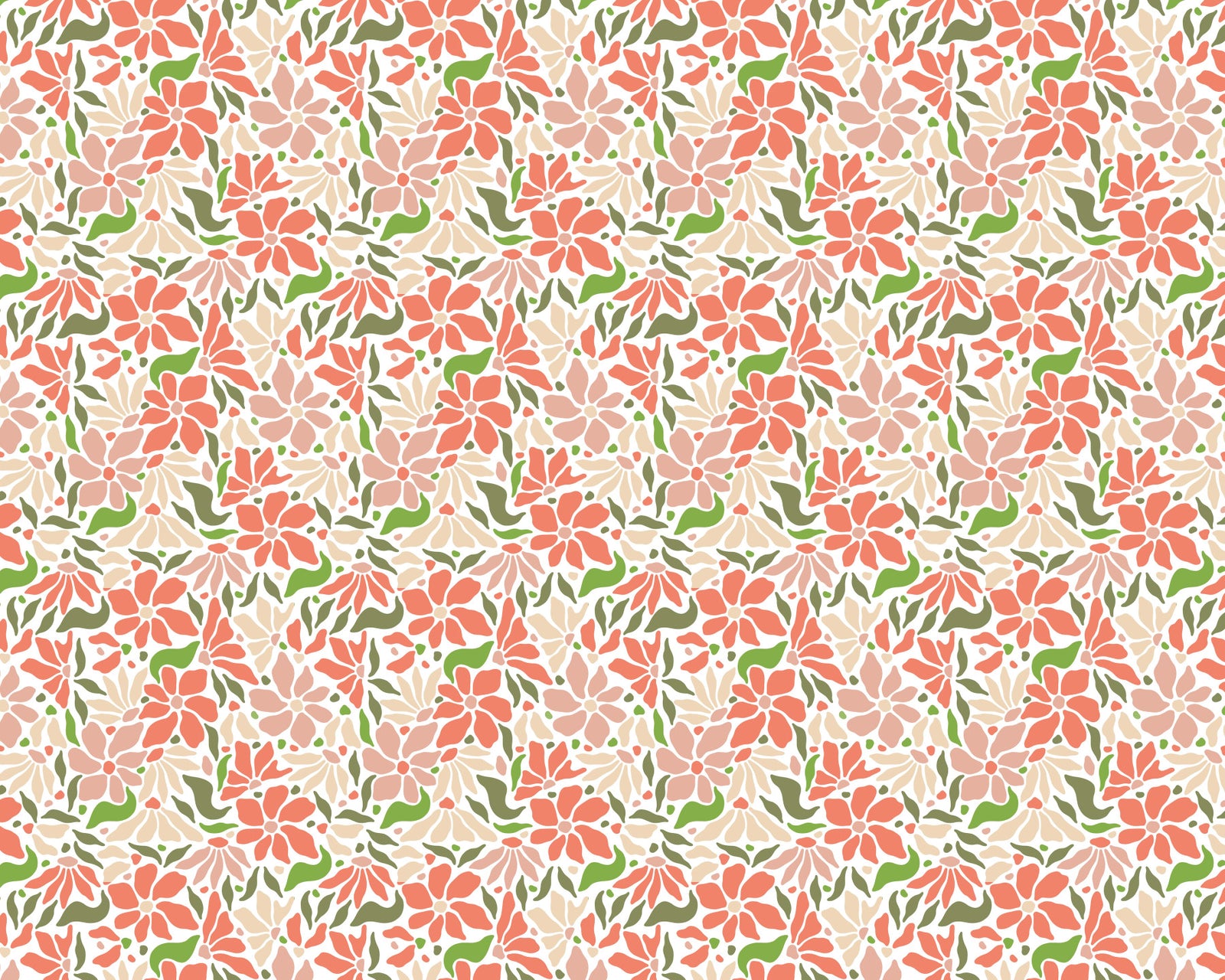 Groovy Flowers Coral Green Wallpaper⁠