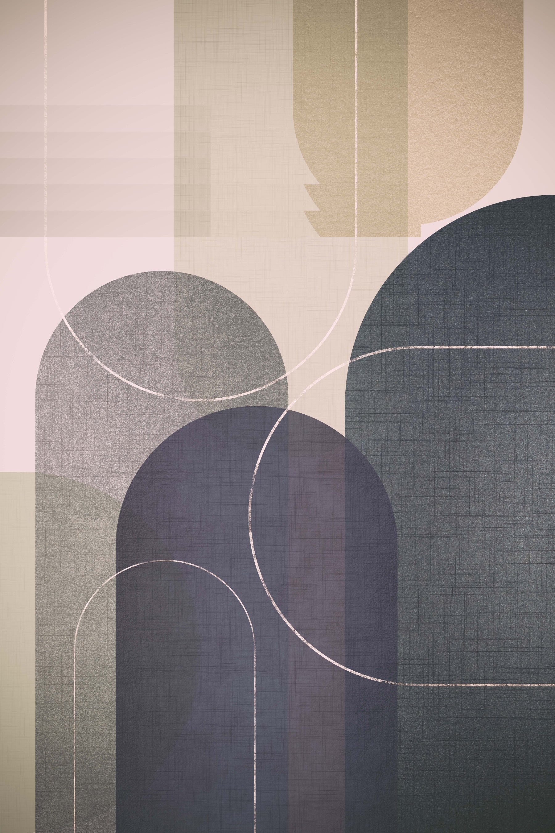 Modern Mid Century Linen 3 Wall Mural in your room — zoomed