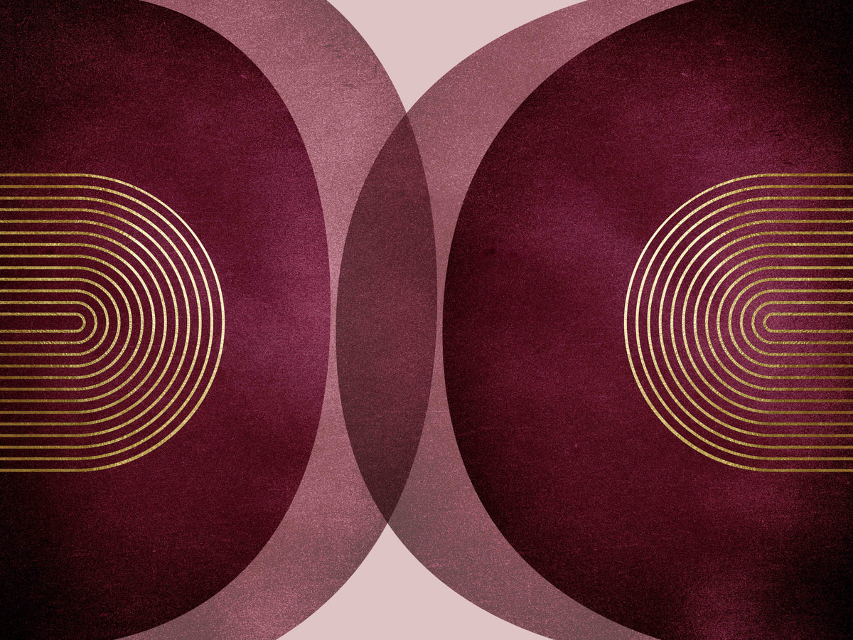 Modern Mid Century Burgundy Wall Mural