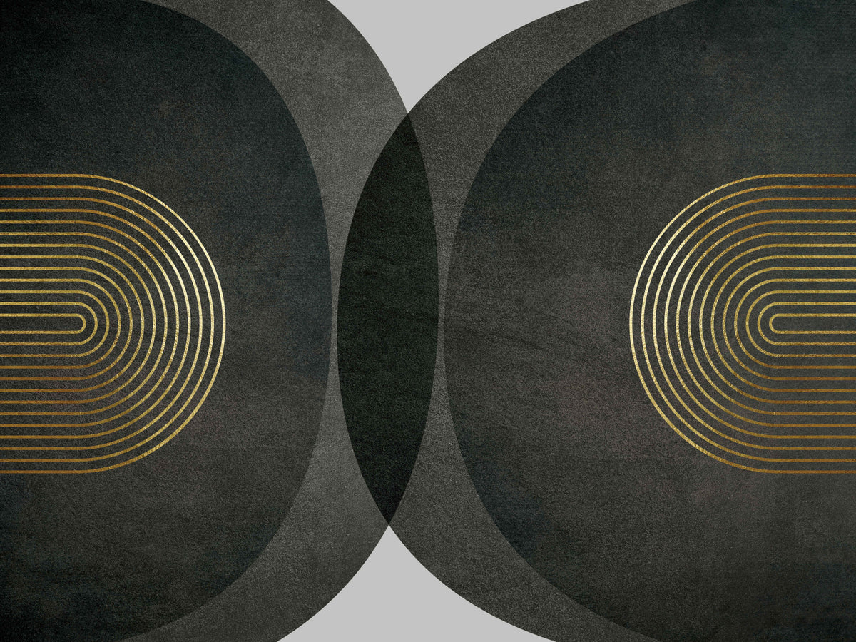 Modern Mid Century Charcoal Gold Wall Mural in your room