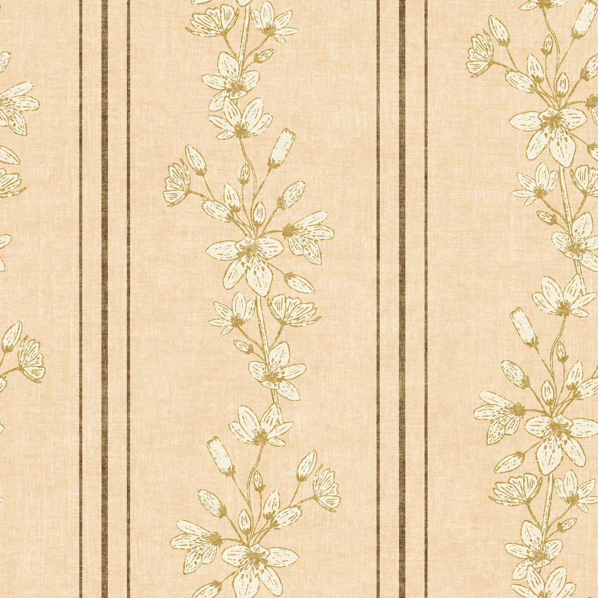 Vintage Bloom Stripes Floral  Soft Yellow Wallpaper⁠ in your room — zoomed