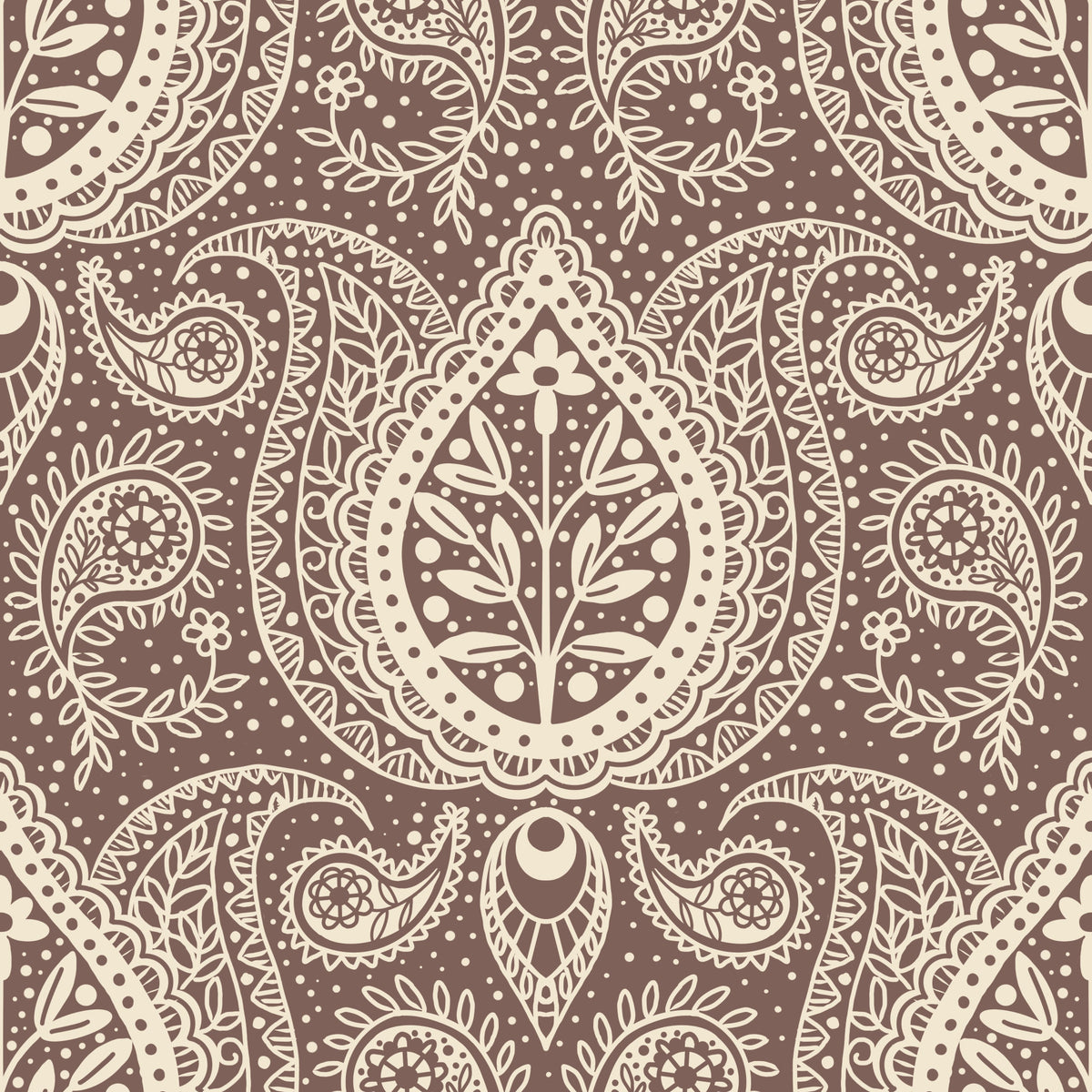 Subtle Botanical Paisley - mocha brown Wallpaper⁠ in your room