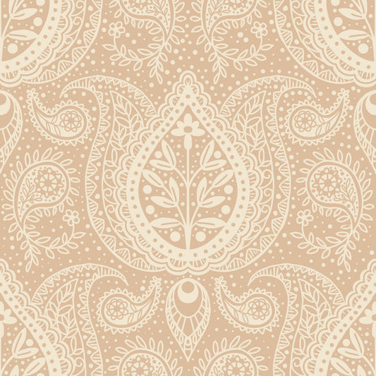 Subtle botanical paisley -  beige Wallpaper⁠