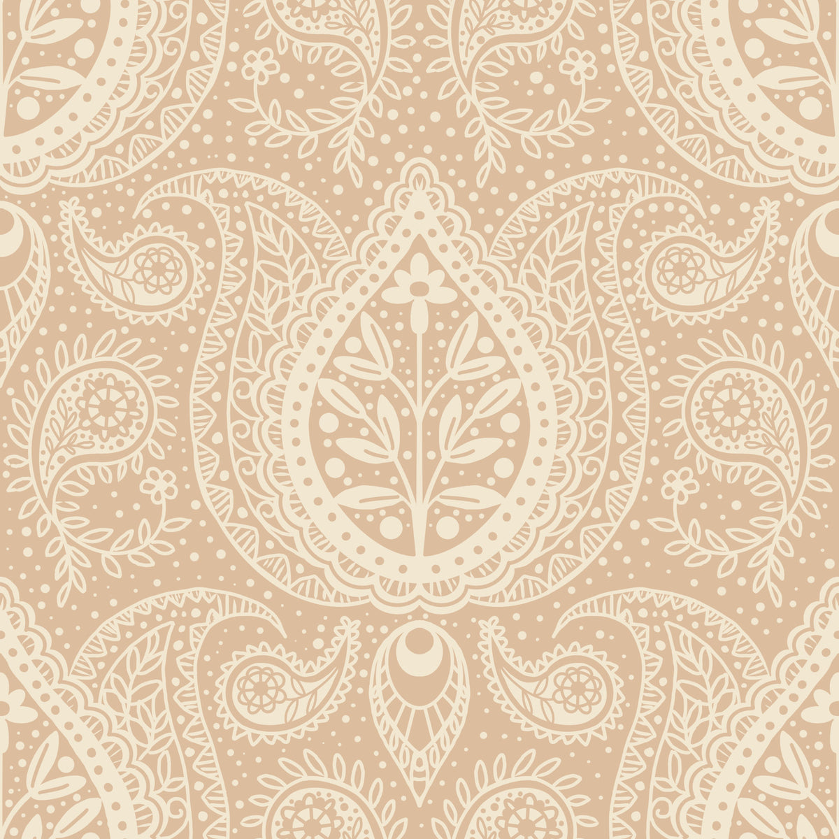 Subtle botanical paisley -  beige Wallpaper⁠ in your room