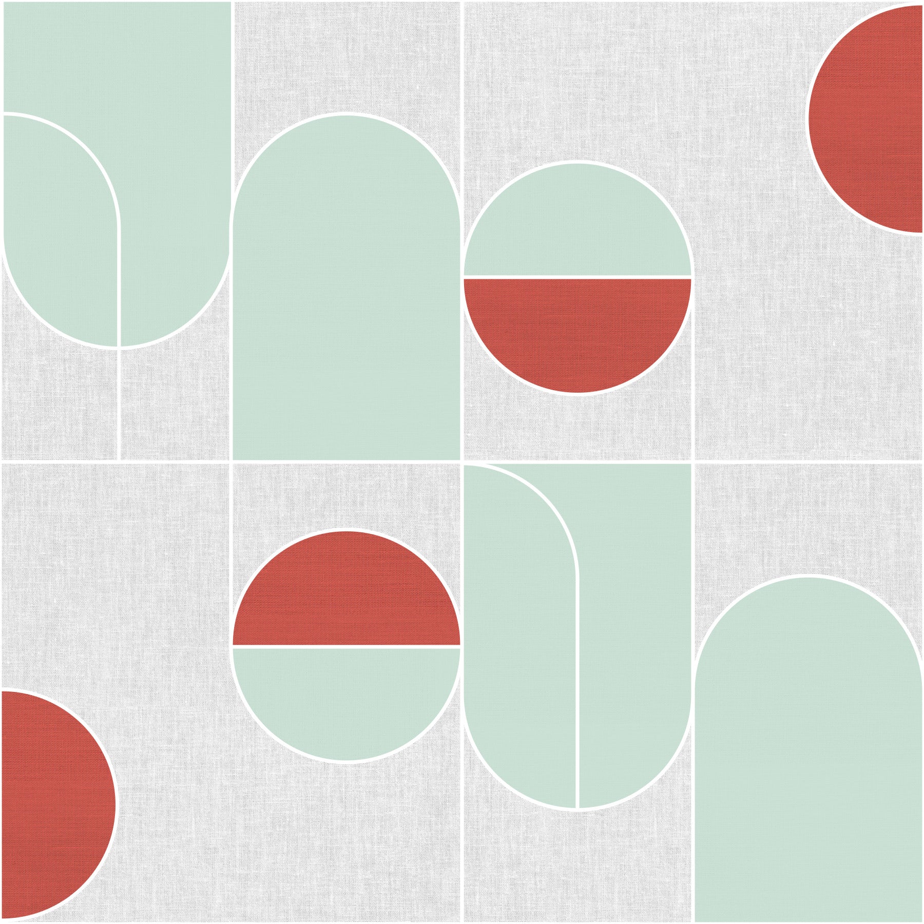 Terracotta & Mint Geometric Wallpaper⁠ in your room — zoomed
