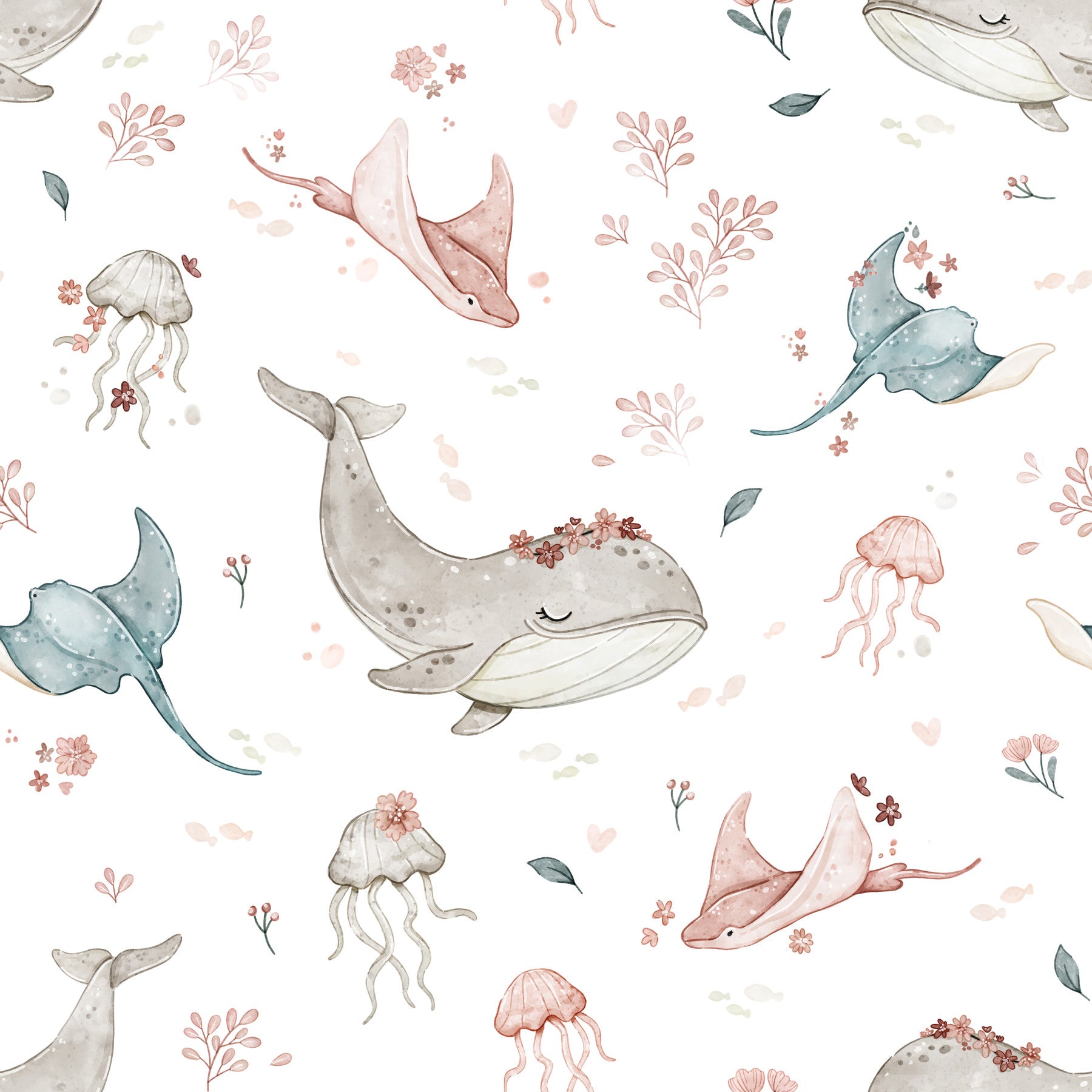 Underwater Floral Wallpaper⁠ in your room — zoomed