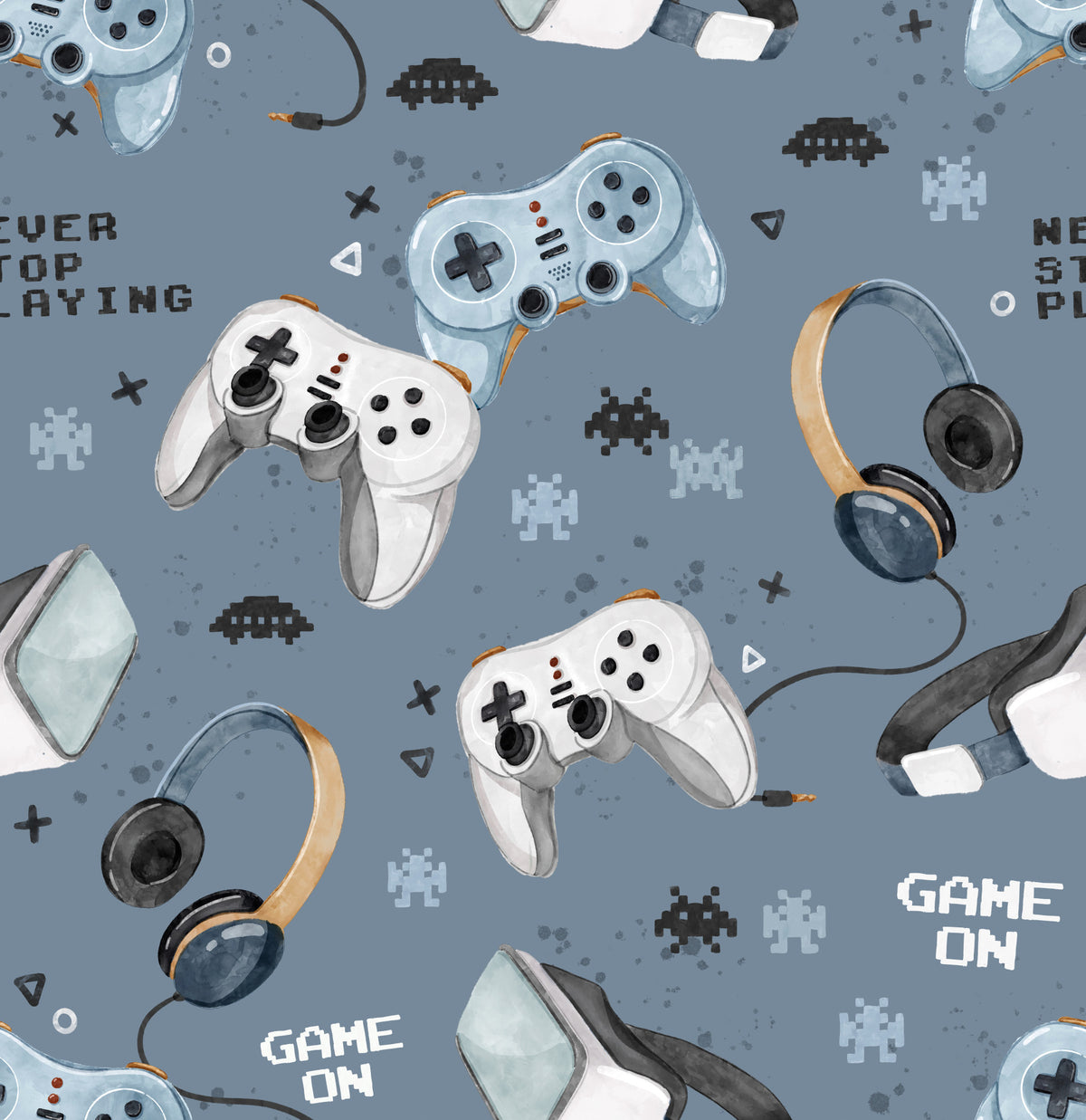 Game On - blue Wallpaper⁠ in your room — zoomed