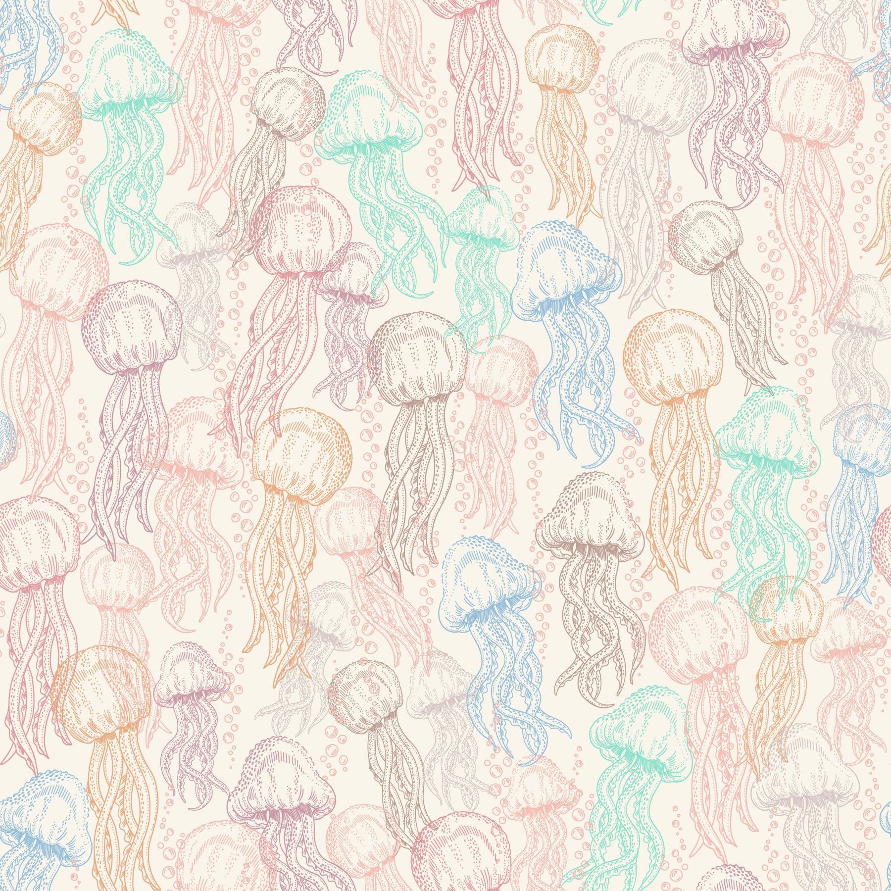 Pastel Jellyfish Doodle Wallpaper⁠