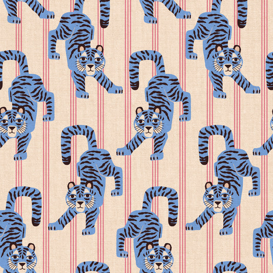 Blue Jumping Tiger Jewel Jungle Wallpaper⁠