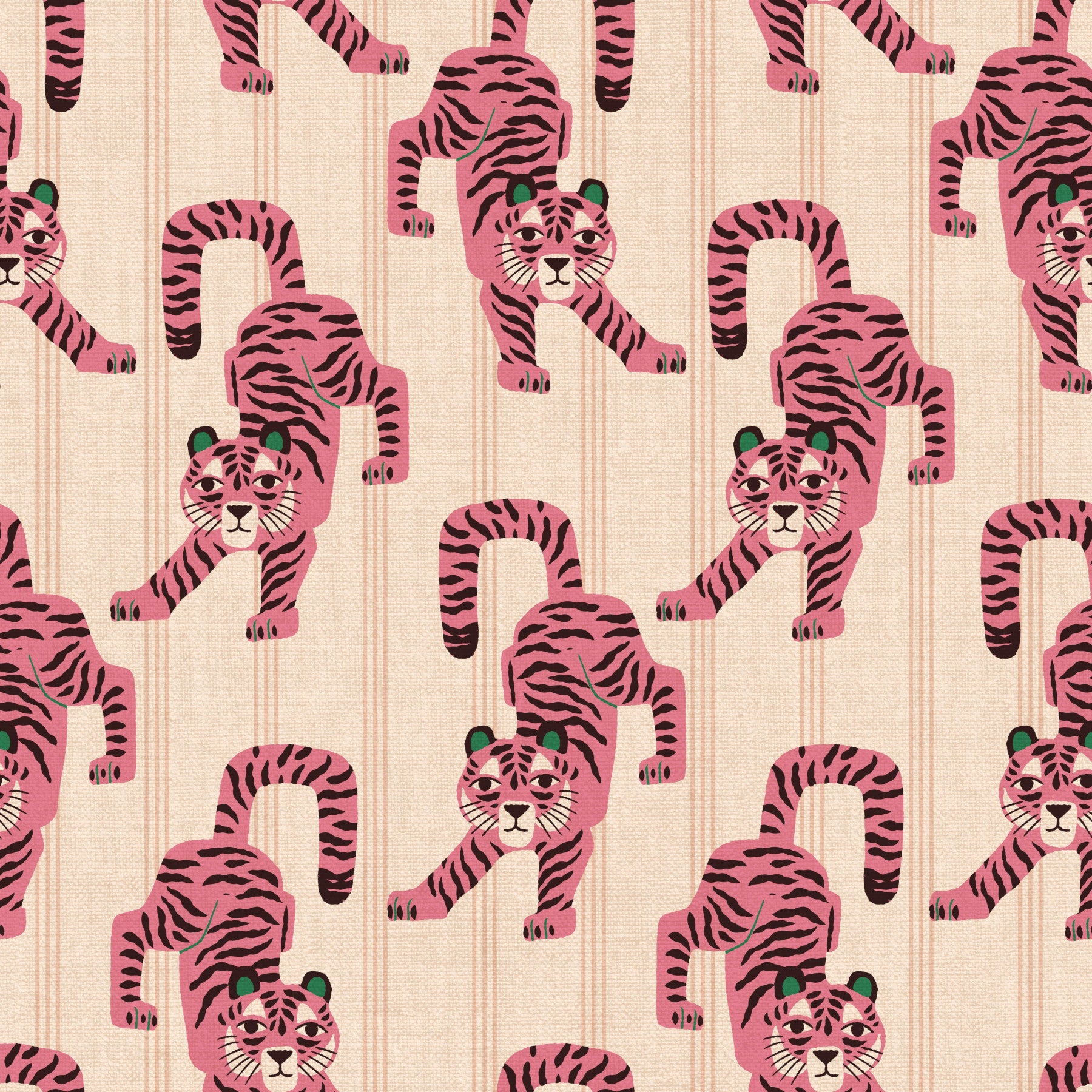 Pink Jumping Tiger Jewel Jungle Wallpaper⁠
